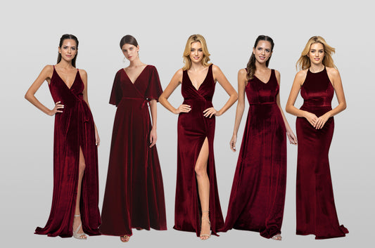 Burgundy velvet bridesmaid dresses