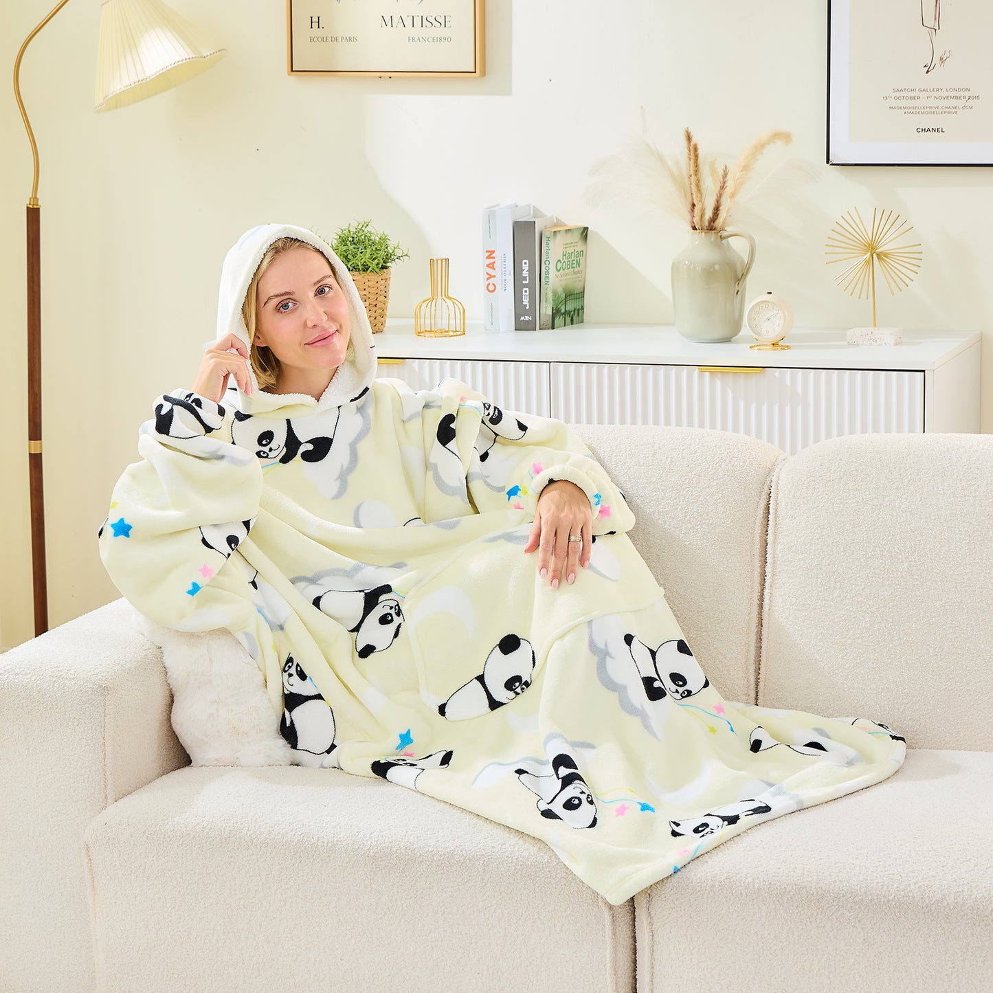 Extra Long Panda Oversized Hoodie Blanket