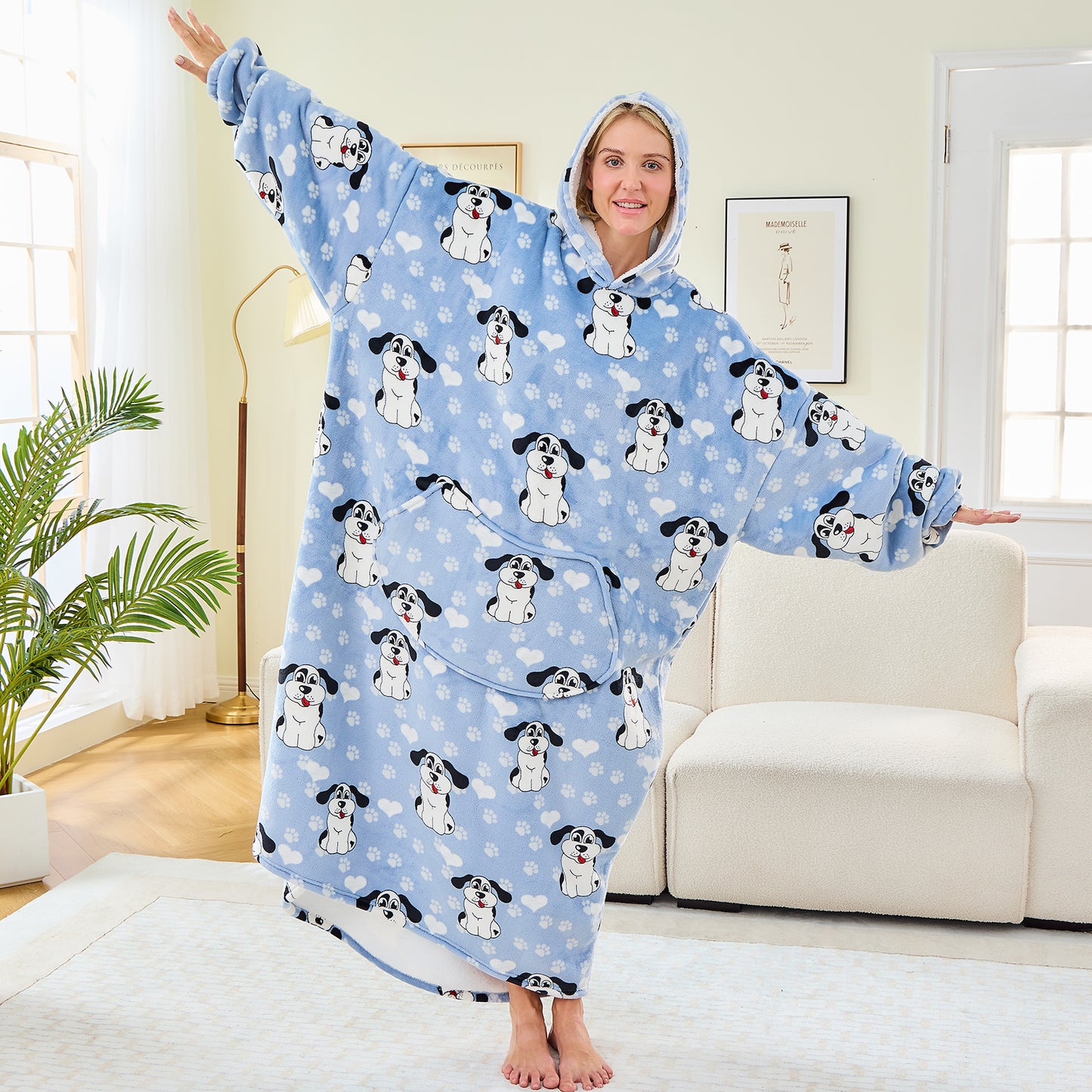 Extra Long Oversized Sherpa Hoodie Blanket