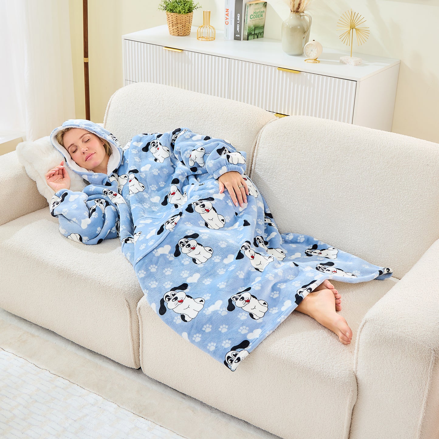 Extra Long Oversized Sherpa Hoodie Blanket