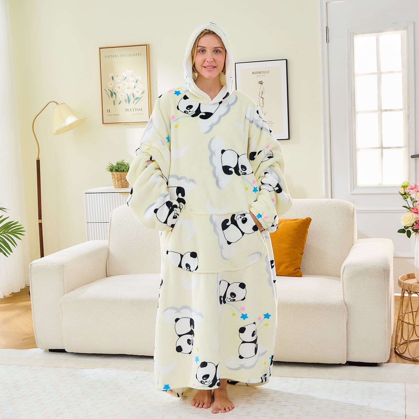 Extra Long Panda Oversized Hoodie Blanket