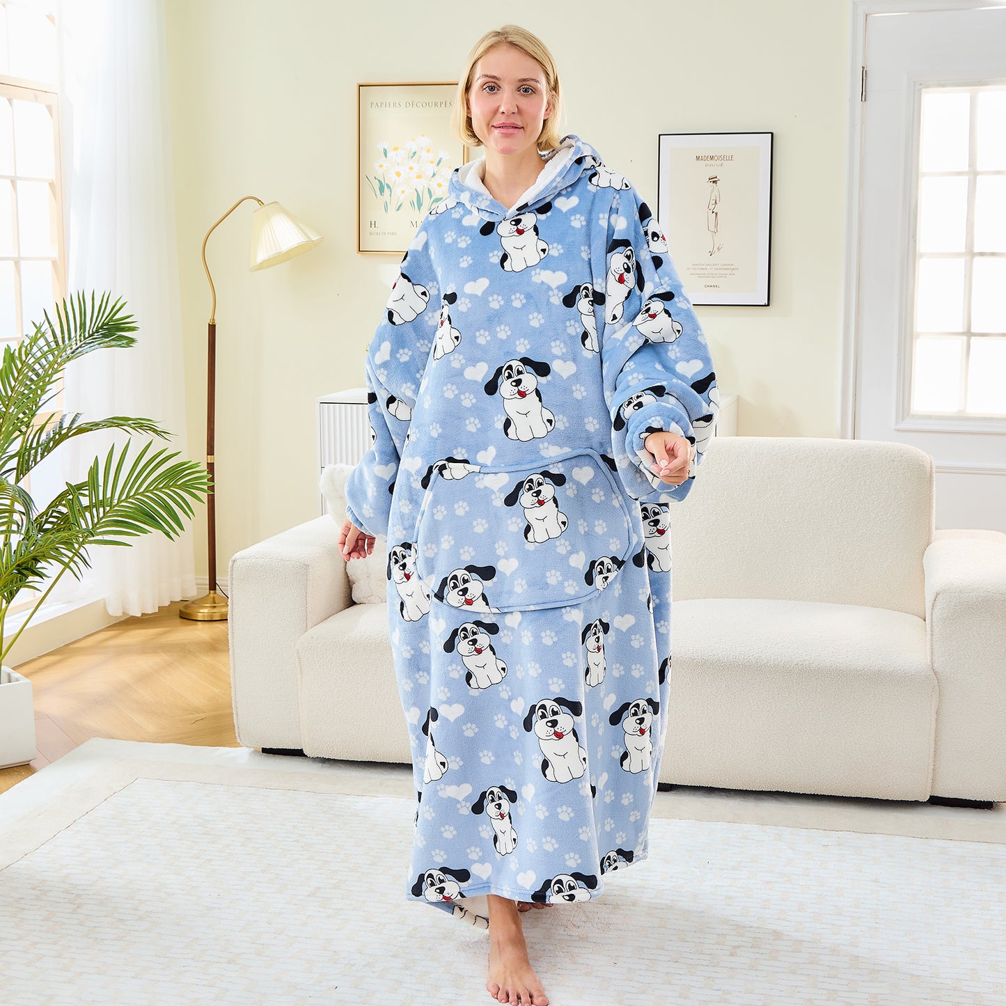 Extra Long Oversized Sherpa Hoodie Blanket