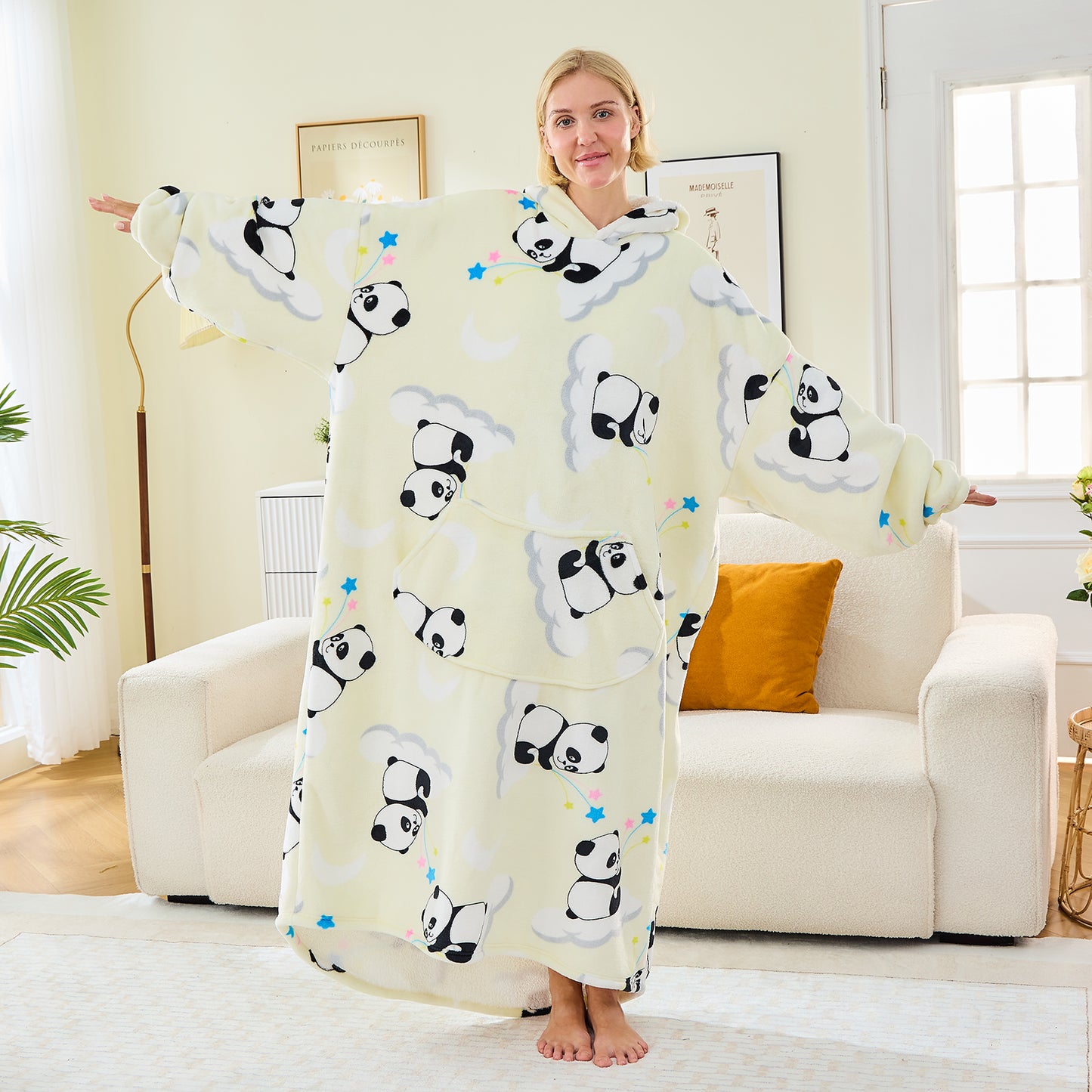 Extra Long Panda Oversized Hoodie Blanket
