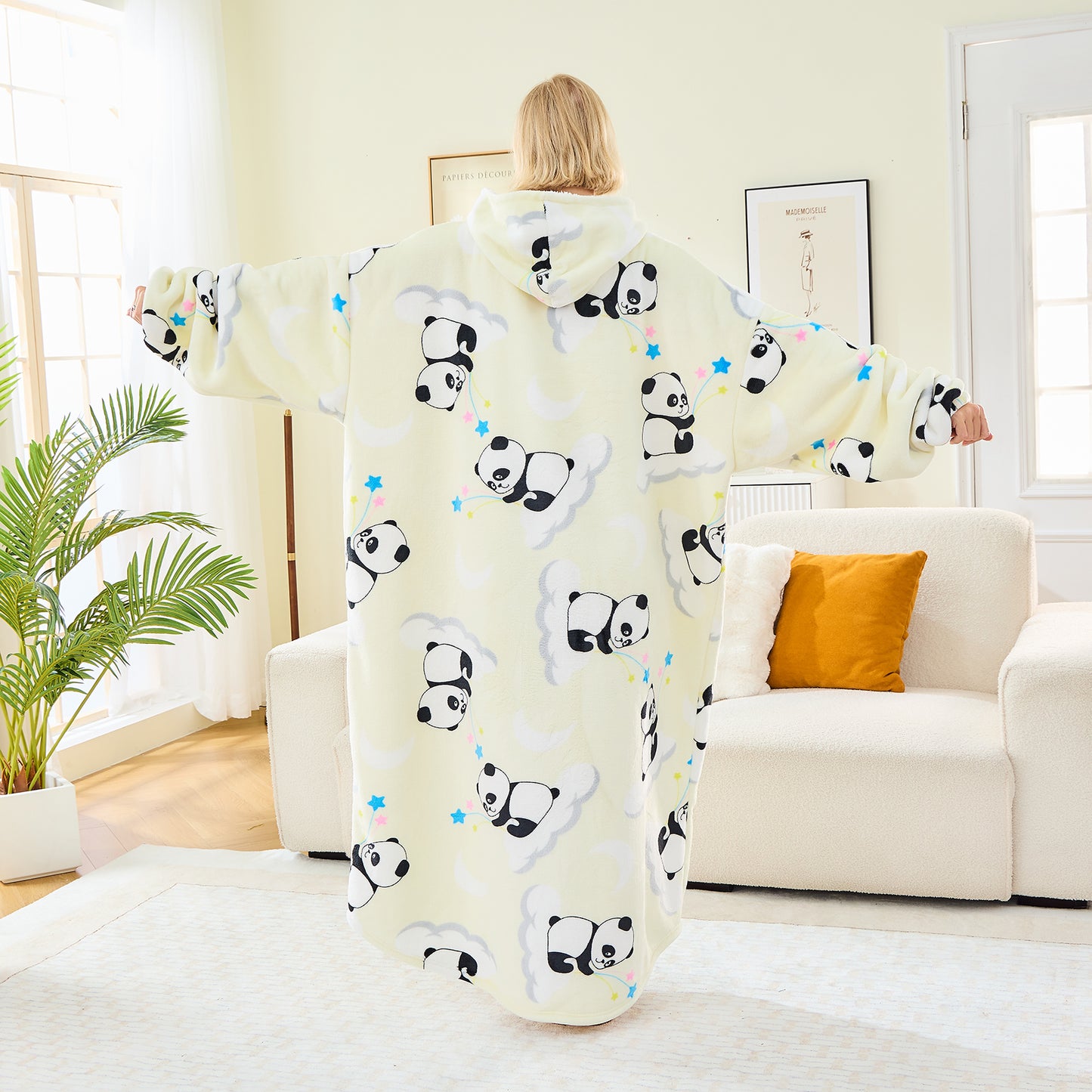 Extra Long Panda Oversized Hoodie Blanket