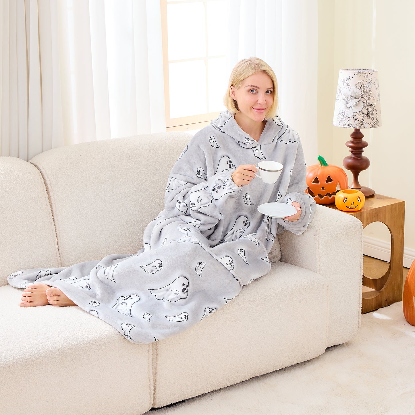 Ghost Sherpa-Lined Hoodie Blanket Luxury Loungewear