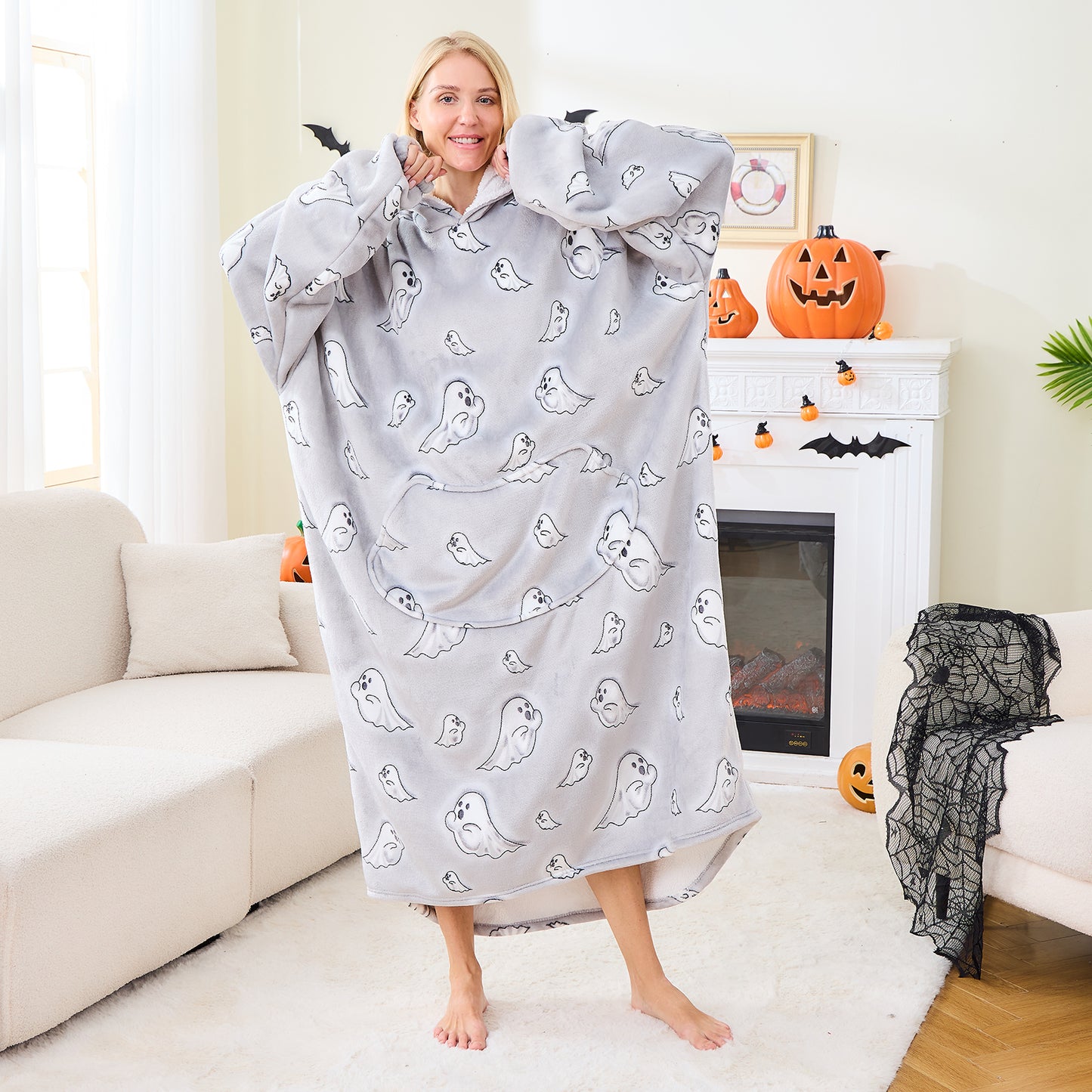 Ghost Sherpa-Lined Hoodie Blanket Luxury Loungewear