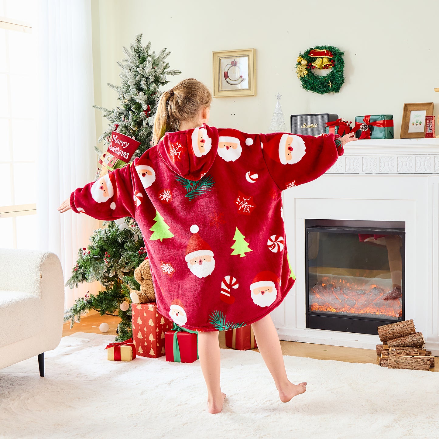 Kids Christmas Oversized Hoodie Blanket