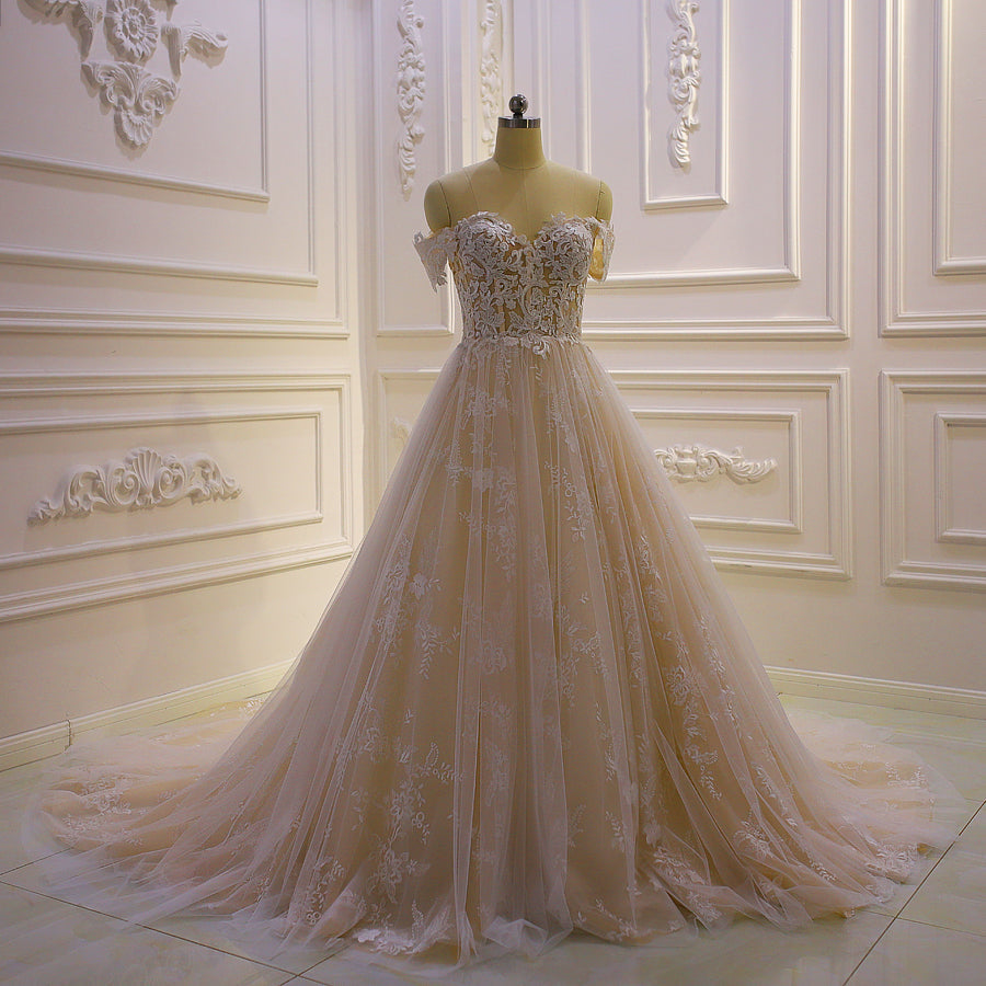 Romantic Applique Sweetheart A Line Wedding Dresses