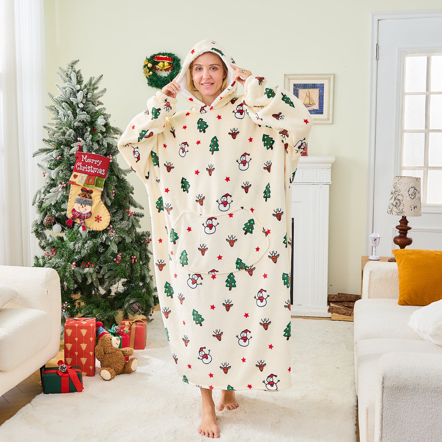 Unisex Christmas Hoodie Blanket – Cosy Festive Wearable Blanket