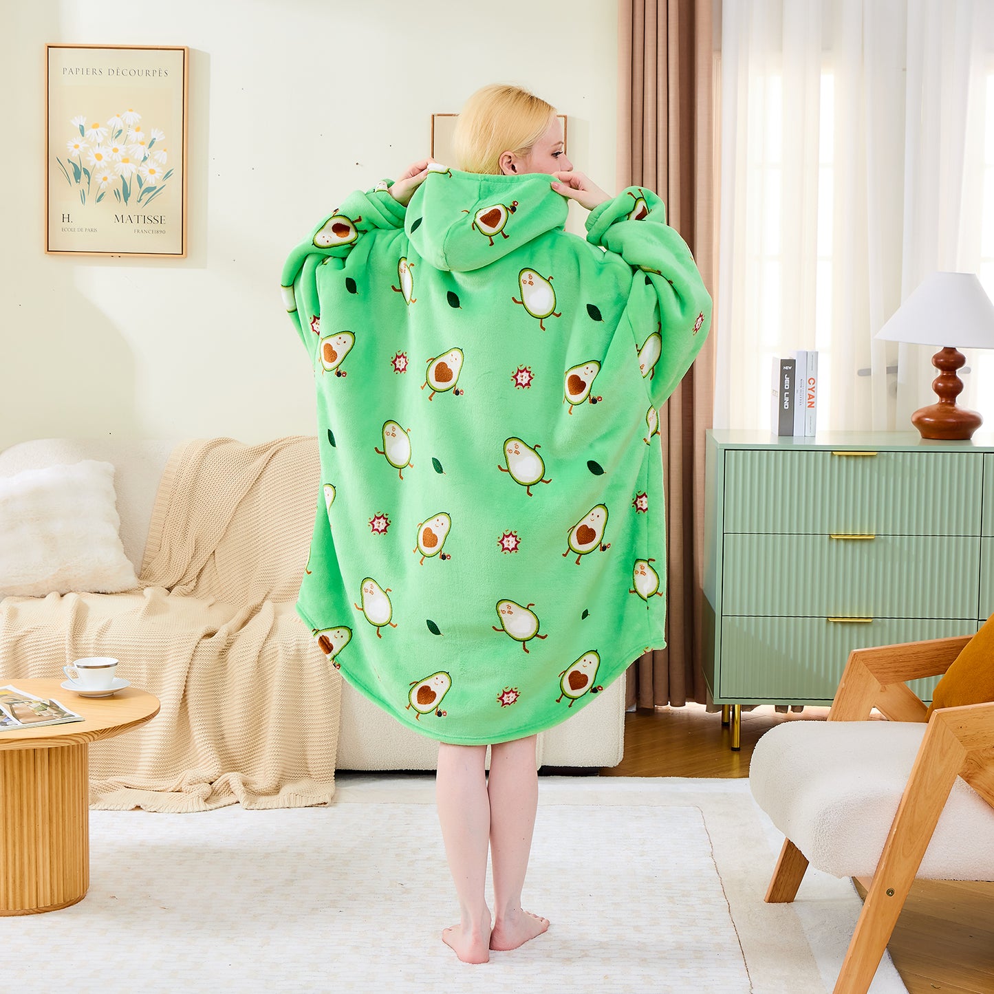 Premium Avocado Pattern Oversized Hoodie Blanket