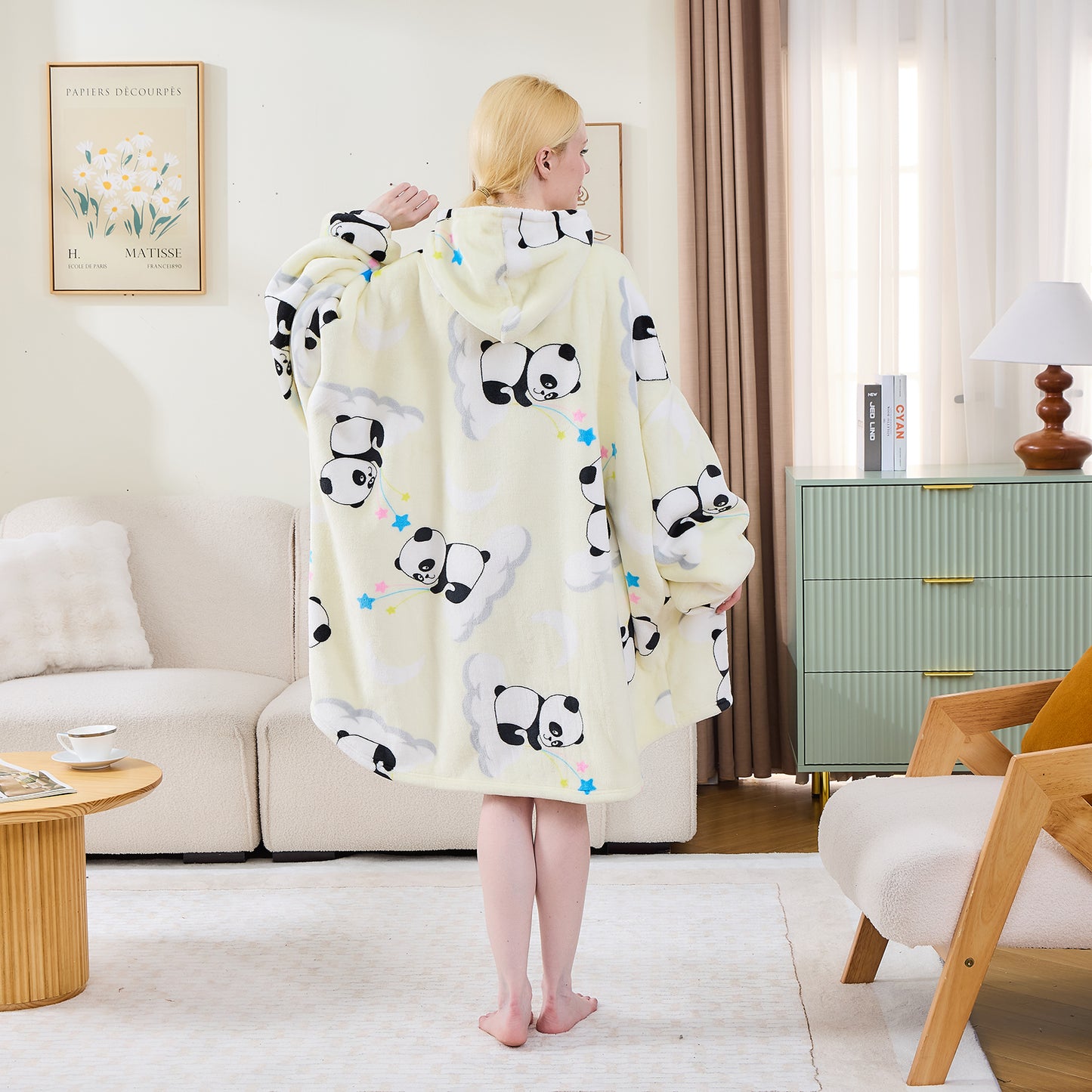 Panda Print Oversized Giant Blanket Hoodie