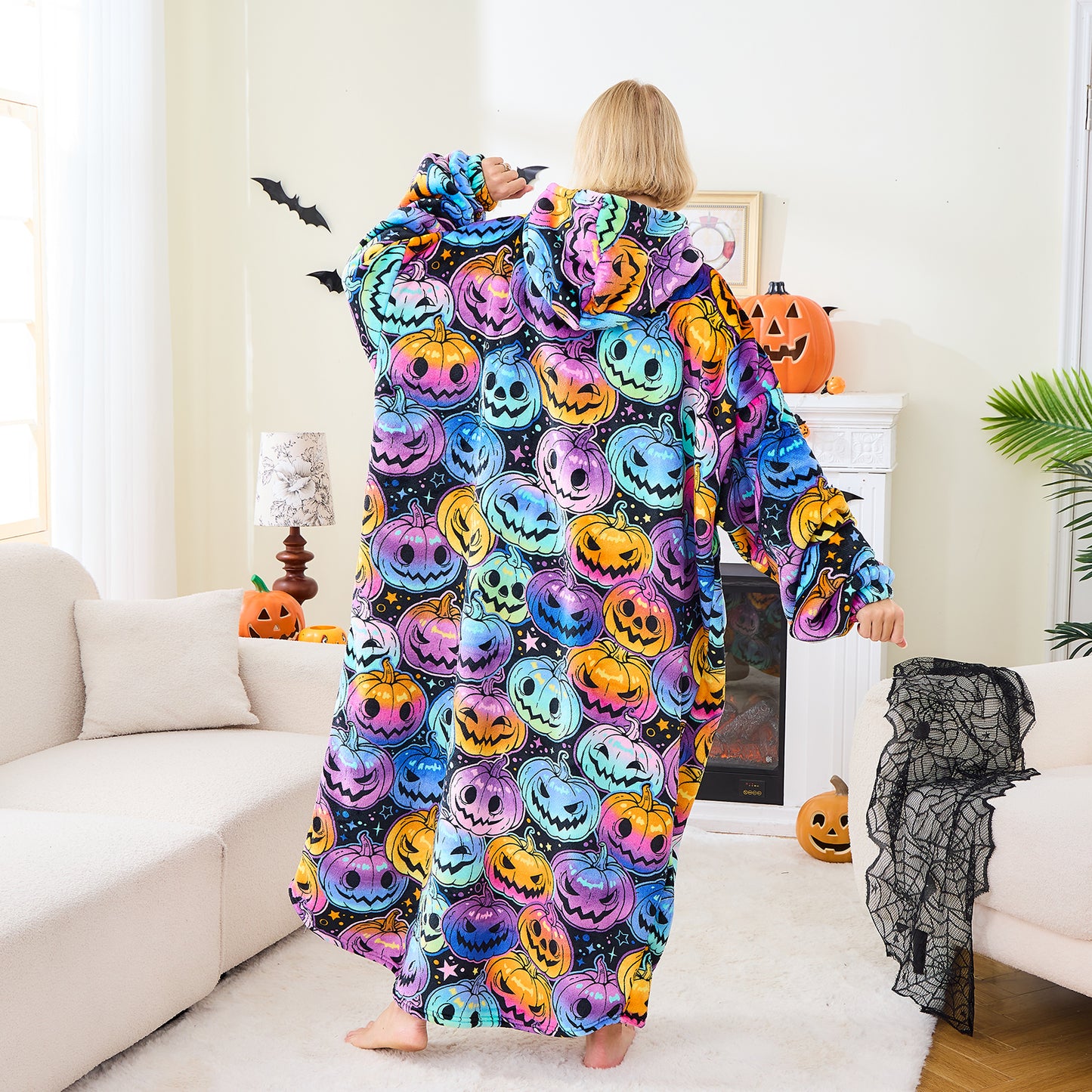 Jack-o-Lantern Wearable Blanket Hoodie