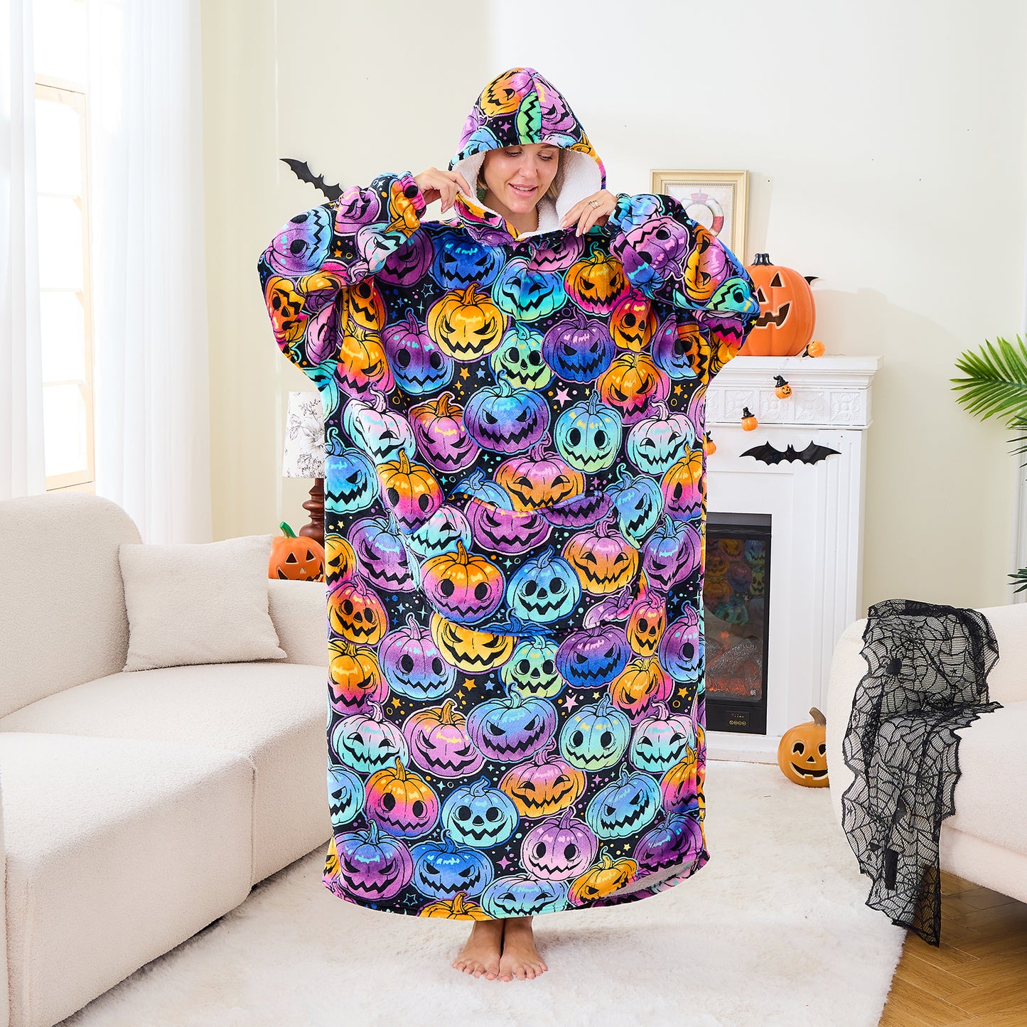 Jack-o-Lantern Wearable Blanket Hoodie