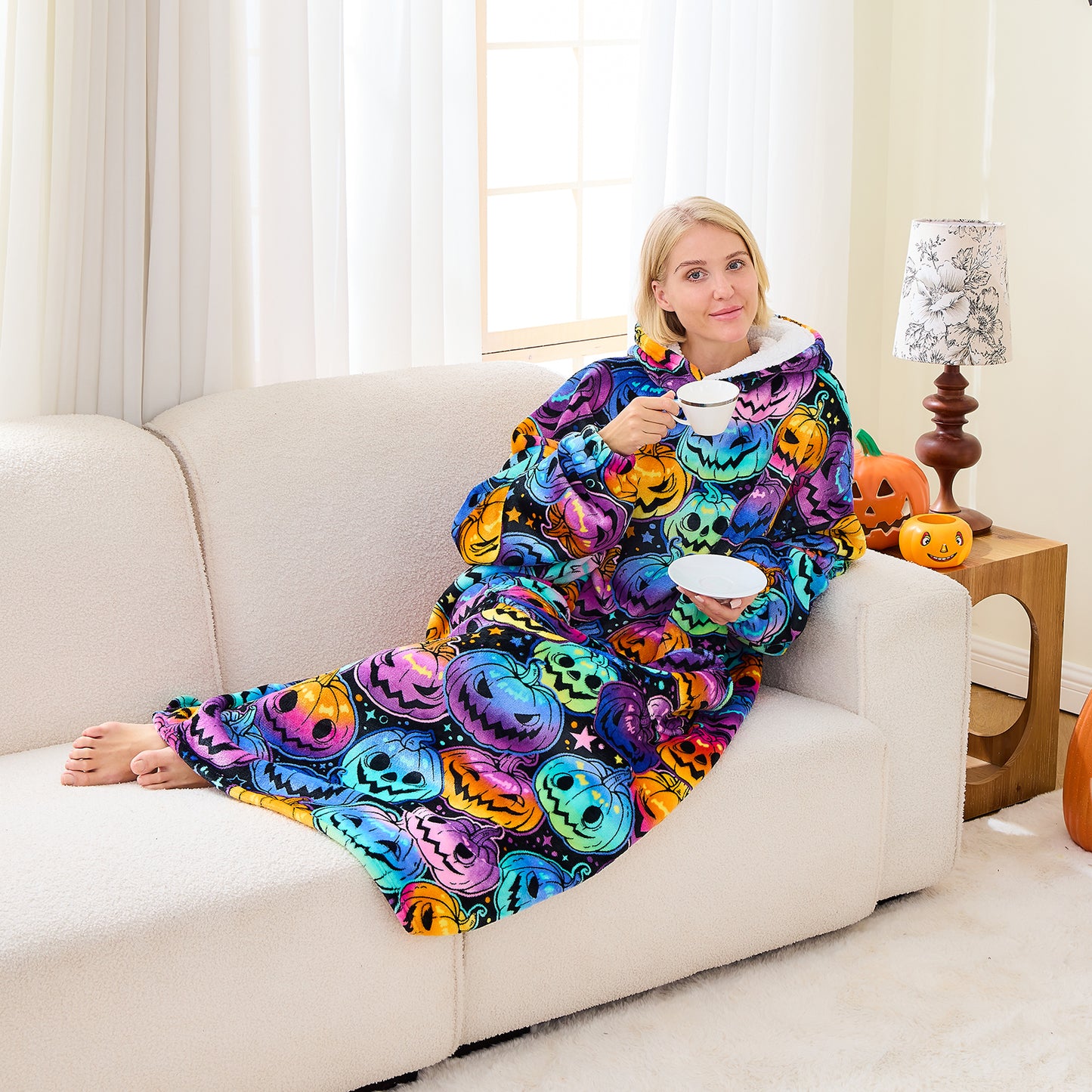 Jack-o-Lantern Wearable Blanket Hoodie