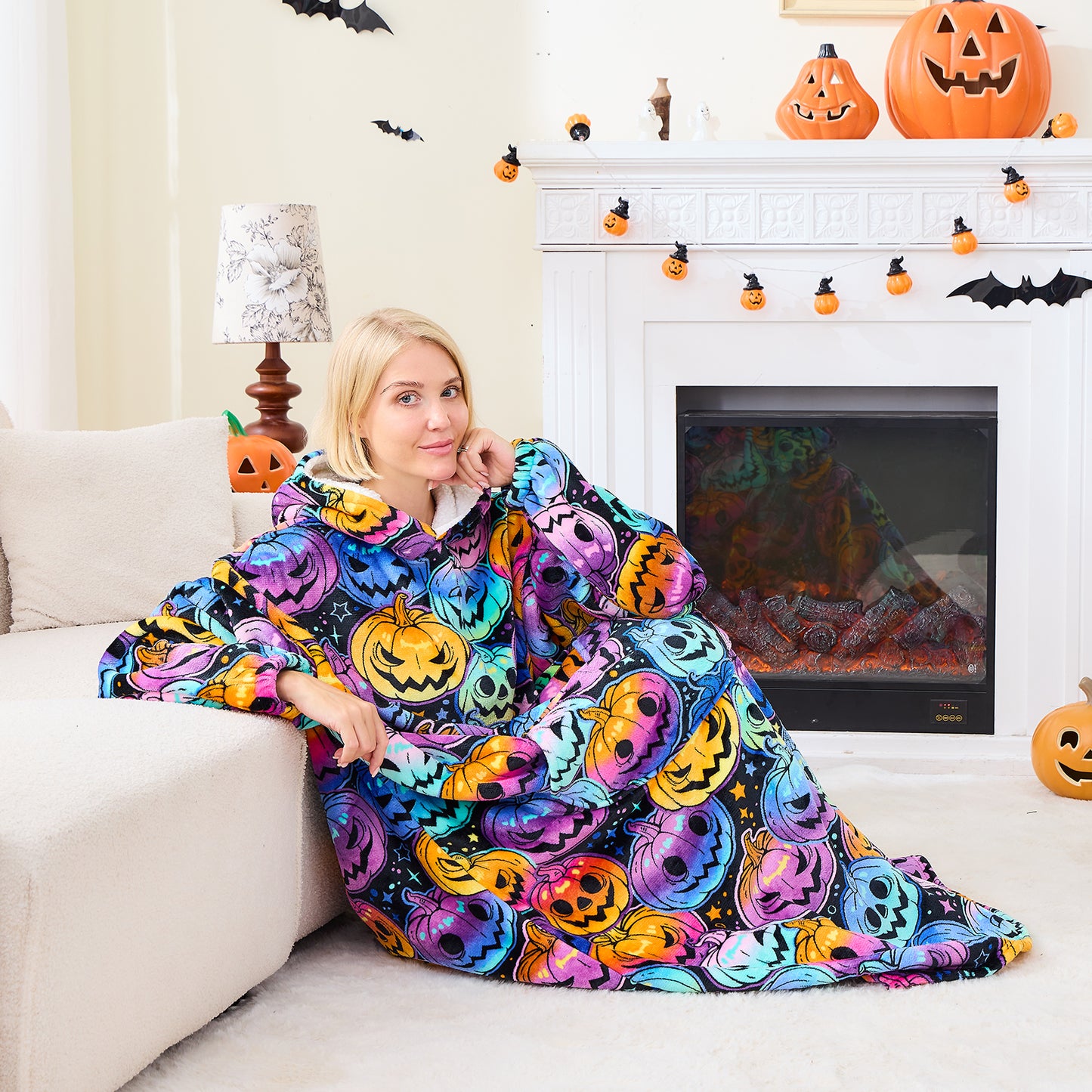 Jack-o-Lantern Wearable Blanket Hoodie