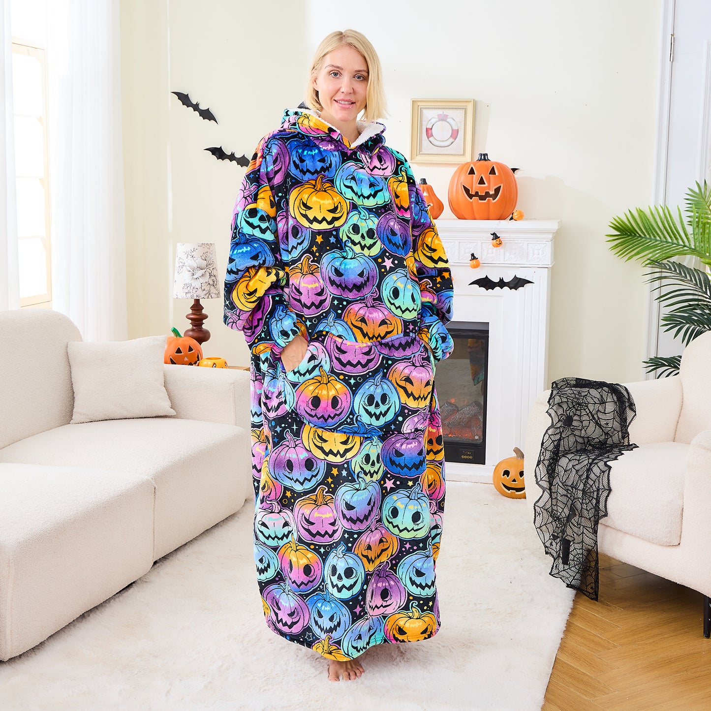 Jack-o-Lantern Wearable Blanket Hoodie