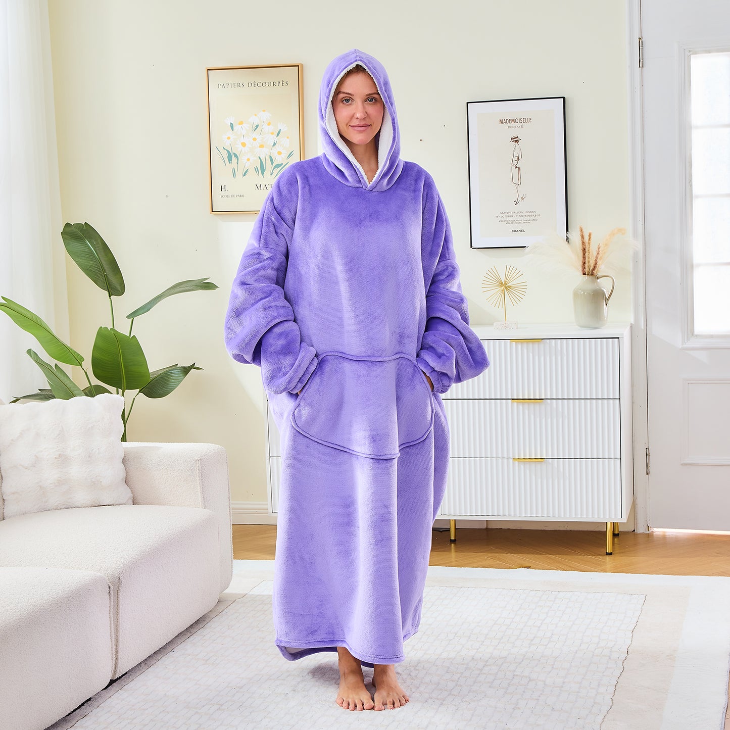 Purple Oversized Hoodie Blanket – Sherpa Fleece Lined