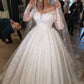 Luxury Sweetheart Long Sleeve Applique A Line Wedding Dresses