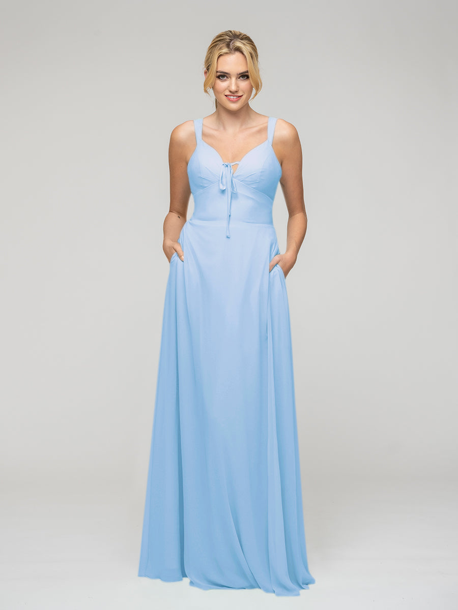 Sweetheart Straps Chiffon Bridesmaid Dresses With Pockets