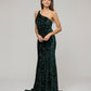 Velvet Sequin Fitted Prom Dresses With One Shoulder