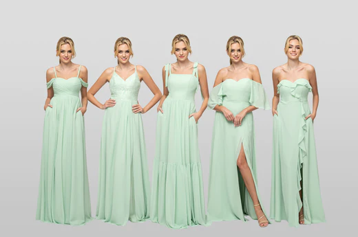 Mint Green Chiffon Bridesmaid Dresses