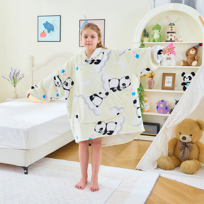 Panda Kids Oversized Hoodie Blanket – Sherpa Lined Cosy Hoodie