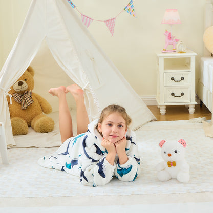 Shark Print Kids Oversized Hoodie Blanket