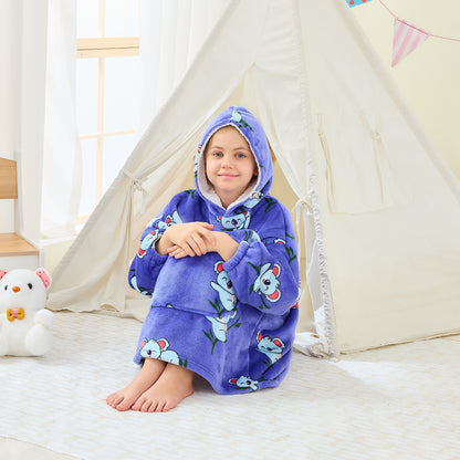 Koala Print Kids Hoodie Blanket – Oversized Sherpa Fleece Blanket Hoodie