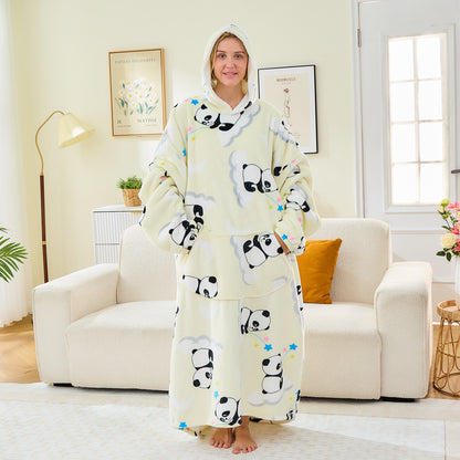 Extra Long Panda Oversized Hoodie Blanket