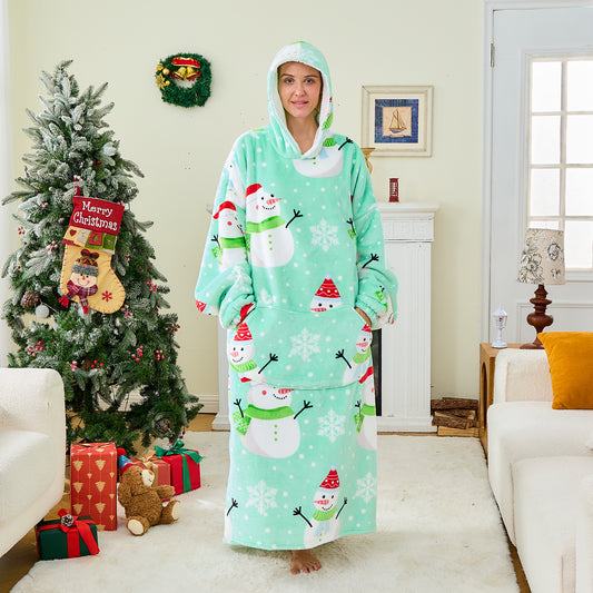 Oversized Christmas Hoodie Blanket – Snowman & Festive Prints