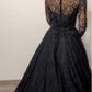 Black Gothic Long Sleeves Wedding Dress With Beads Lace Alternative Bride Sparkly Gown