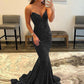 Sheath Sweetheart Sleeveless Long Sweep Train Velvet Sequin Prom Dress