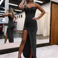 Strapless Sweetheart Corset Prom Dresses With Side Slit