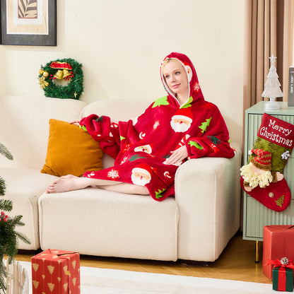 Christmas Gift Hoodie Blanket – Oversized Sherpa Wearable Blankets