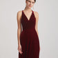 Cowl Neck Open Back Floor Length Velvet Bridesmaid Dresses