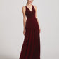 Cowl Neck Open Back Floor Length Velvet Bridesmaid Dresses