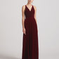 Cowl Neck Open Back Floor Length Velvet Bridesmaid Dresses