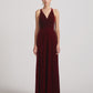 Cowl Neck Open Back Floor Length Velvet Bridesmaid Dresses