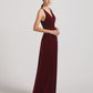 Cowl Neck Open Back Floor Length Velvet Bridesmaid Dresses