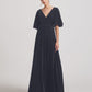 Elbow Length Flutter Sleeve Velvet Maxi Bridesmaid Dresses