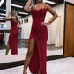 Strapless Sweetheart Corset Prom Dresses With Side Slit