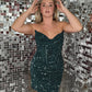 Sexy Fitted Sweetheart Sleeveless Short Velvet Sequin Prom Dress