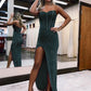 Strapless Sweetheart Corset Prom Dresses With Side Slit
