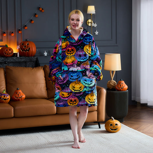 Jack-O’-Lantern Grin Oversized Blanket Hoodie