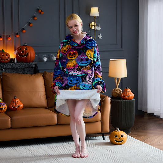 Jack-O’-Lantern Grin Oversized Blanket Hoodie