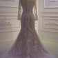 Long Sleeve V Neck Lace Up Back Mermaid Wedding Dresses