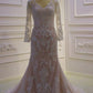 Long Sleeve V Neck Lace Up Back Mermaid Wedding Dresses