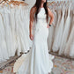 Jewel Sleeveless Mermaid Crepe Wedding Dress