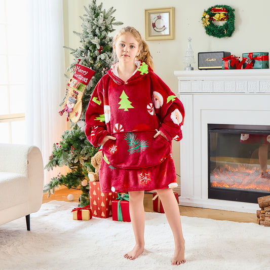 Kids Christmas Oversized Hoodie Blanket