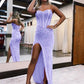 Strapless Sweetheart Corset Prom Dresses With Side Slit